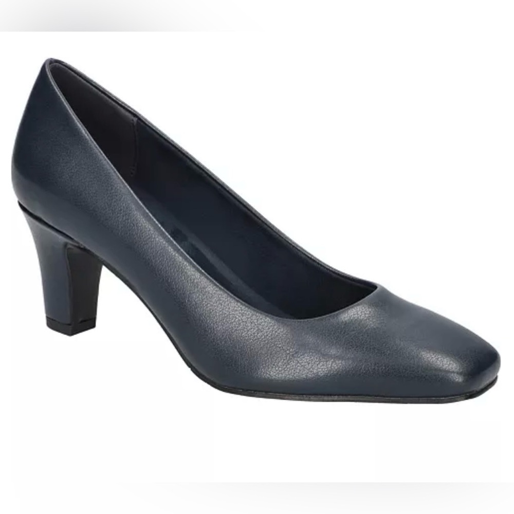 New easy street Poet Navy Mid Block Heel Pumps Sz 9 M